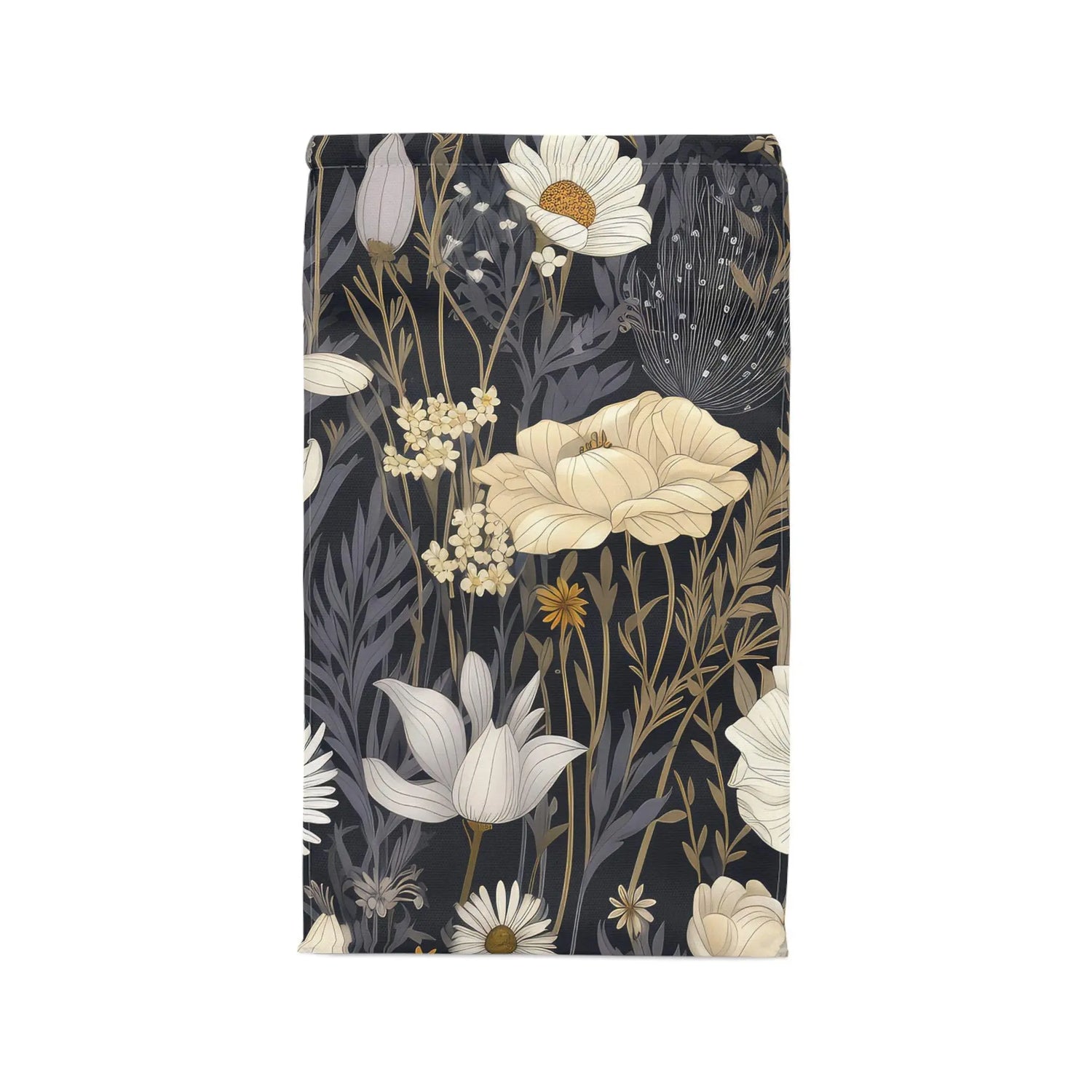 Polyester Lunch Bag, neutral wildflower floral all age work college highschool elementary nurse teacher snack lunch break sack The Aurora Touch
