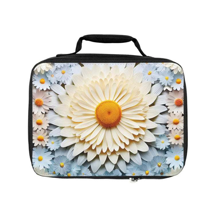 Lunch Bag, 3D daisy flower portrait design casual everyday high school elementary adult nurse school pretty secure food snack lunch box The Aurora Touch