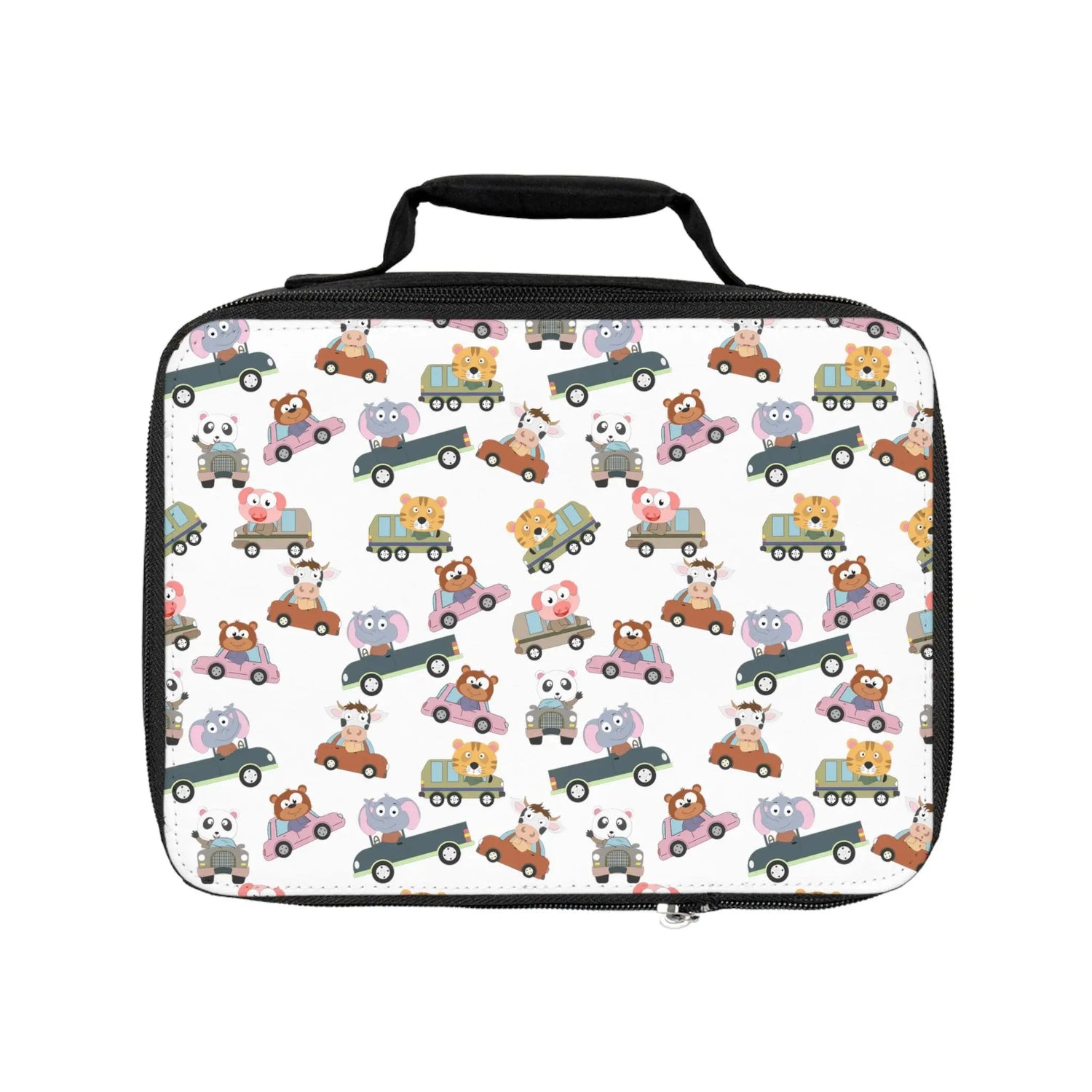 Lunch Bag, Elementary kindergarten preschool child cute animal car print everyday food snack carry lunch pail box The Aurora Touch