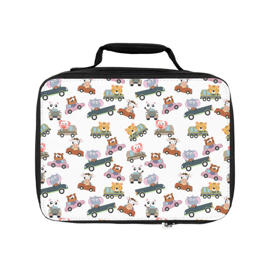Lunch Bag, Elementary kindergarten preschool child cute animal car print everyday food snack carry lunch pail box
