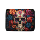 Laptop Sleeve, Day of the dead colorful vibrant floral sugar skull aert design computer ipad business school carrying cover case The Aurora Touch