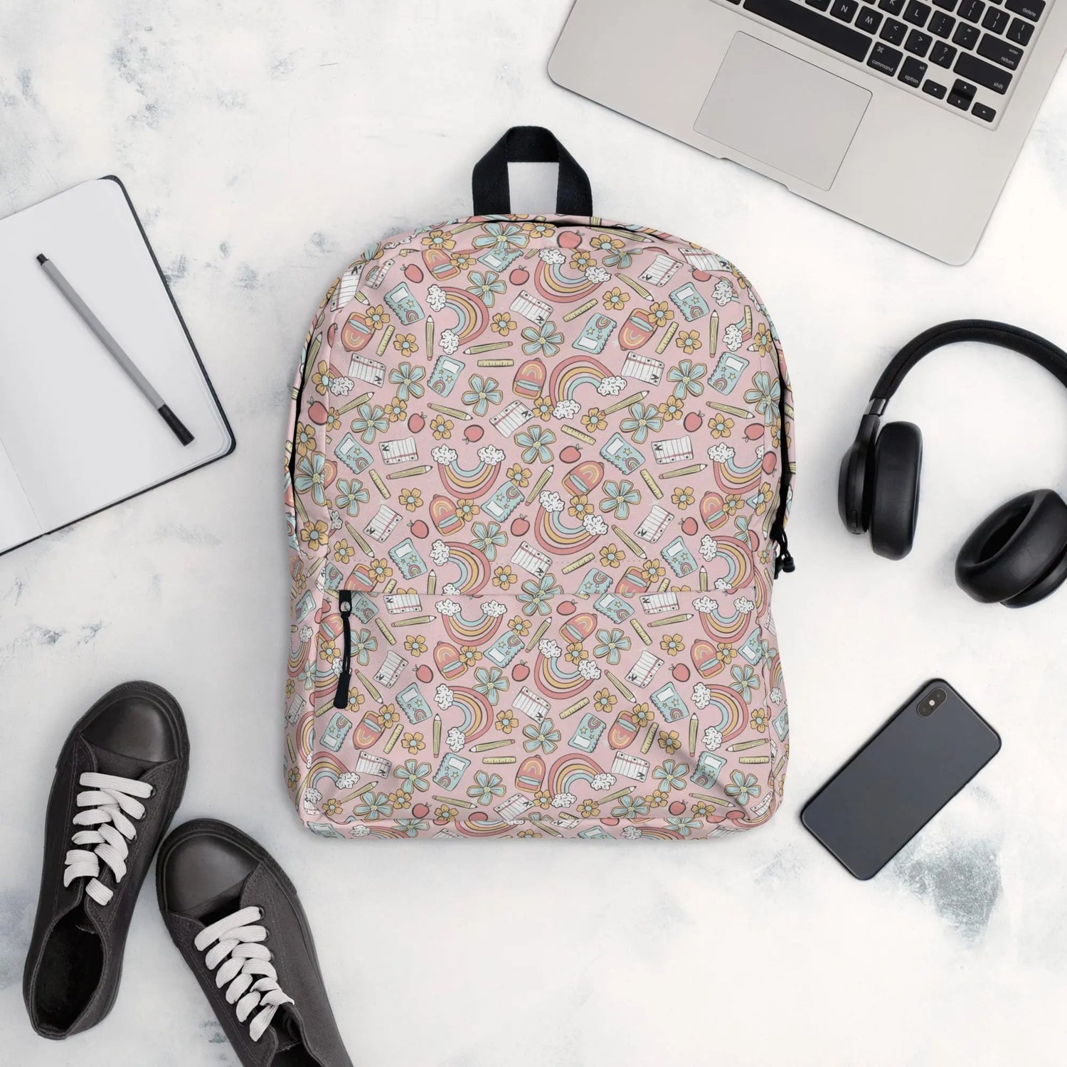 Backpack, Back to School pastel rainbow colored casual style fashion preschool kindergarten elementary class child everyday pencil book bag