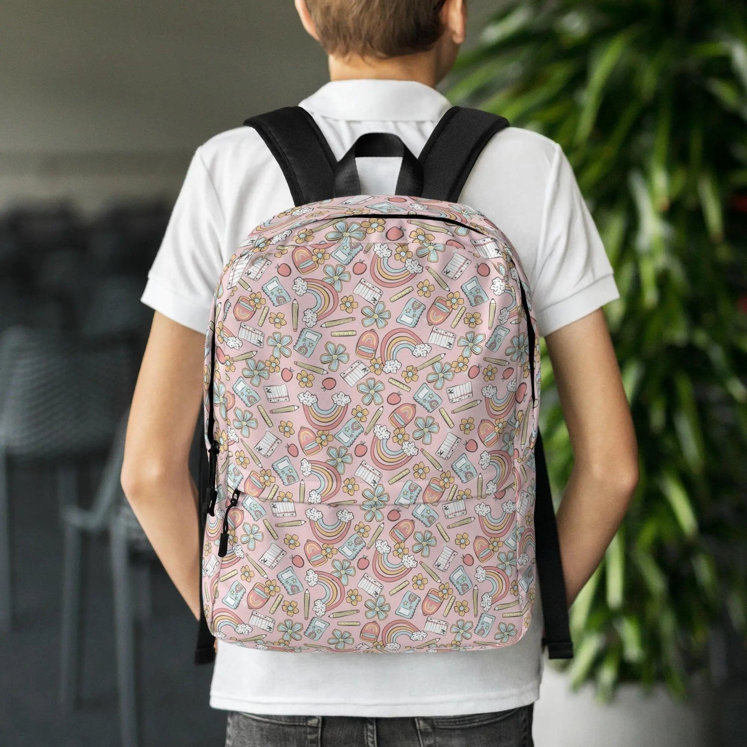 Backpack, Back to School pastel rainbow colored casual style fashion preschool kindergarten elementary class child everyday pencil book bag