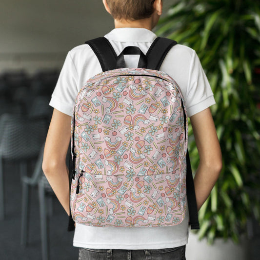 Backpack, Back to School pastel rainbow colored casual style fashion preschool kindergarten elementary class child everyday pencil book bag