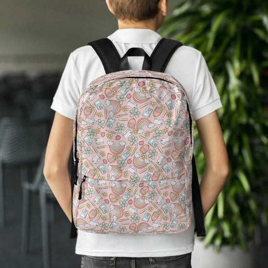 Backpack, Back to School pastel rainbow colored casual style fashion preschool kindergarten elementary class child everyday pencil book bag