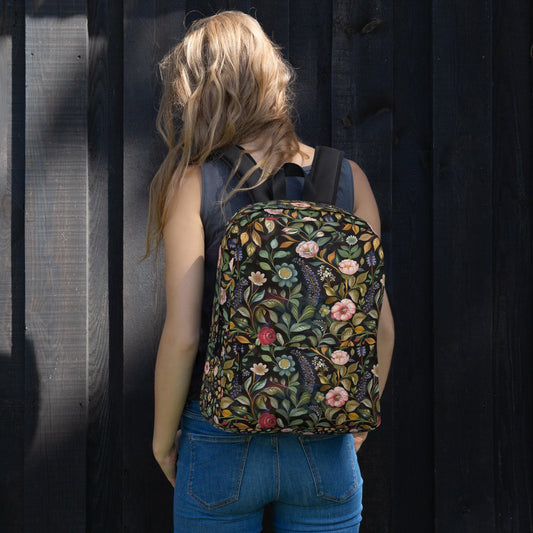 Mochila con bonito estampado floral por todas partes, diseño multiusos, espaciosa, para libros deportivos, portátil, útiles escolares y de oficina, bolsa de transporte