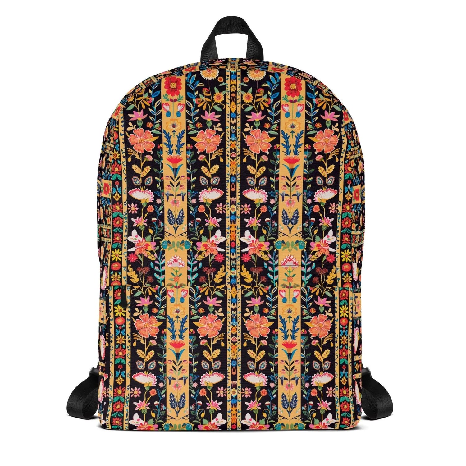 Boho Style Backpack, Colorful floral all over print back to school journal computer clothes classroom supplies daily vibrant carry book bag The Aurora Touch