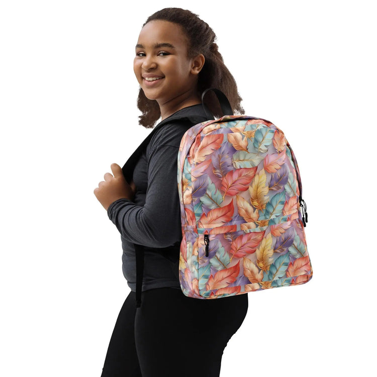 Backpack, Pastel color feather roomy stylish back to school college office work gym travel bicyclist hiking all purpse back pouch The Aurora Touch