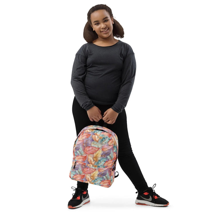 Backpack, Pastel color feather roomy stylish back to school college office work gym travel bicyclist hiking all purpse back pouch The Aurora Touch
