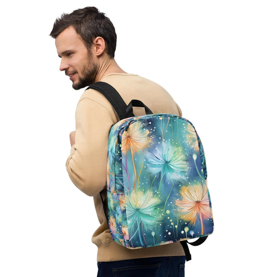 Minimalist Backpack, colorful mystical flower design simple back to school classroom casual day field trip travel backsack carry bag The Aurora Touch