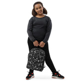 Backpack, Simple black and white minimilist stylish young kid back to school computer ipad crayons pencils supply carrying book bag