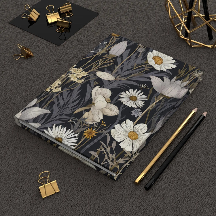 Hardcover Journal Matte, Floral all over print classy stylish back to school office home recipe writing class note taking book The Aurora Touch