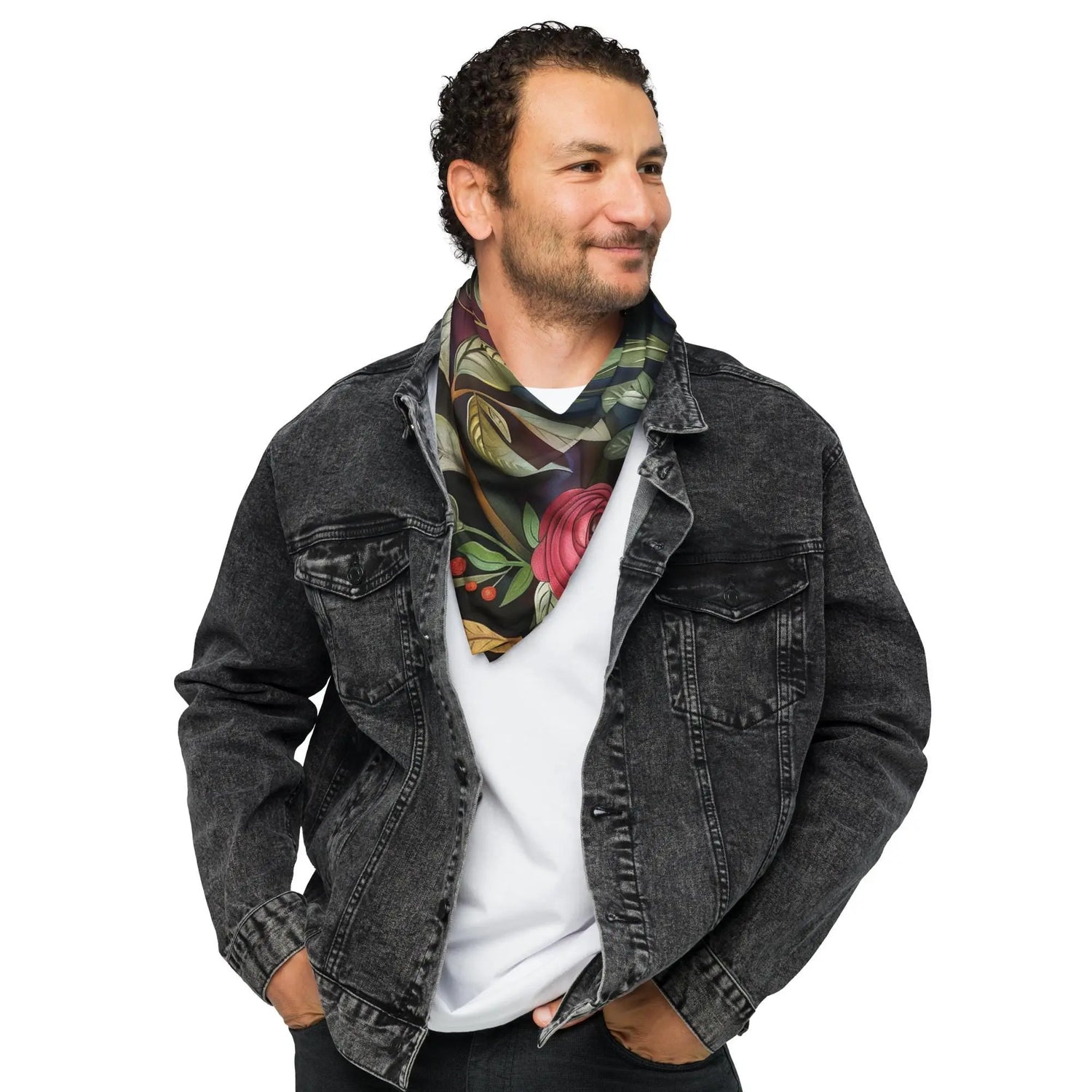 All-over print bandana, pretty floral pattern print stylish casual versatile soft light scarf headband necktie hair tie The Aurora Touch