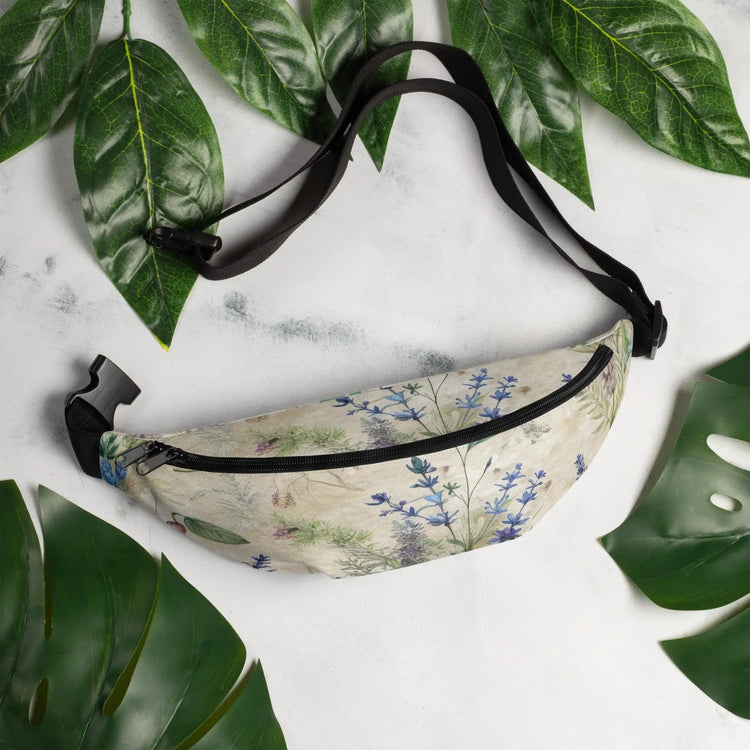 Fanny Pack, Lavendar floral pattern design all occasion roomy on the go accessory travel work school fun waistline pouch The Aurora Touch