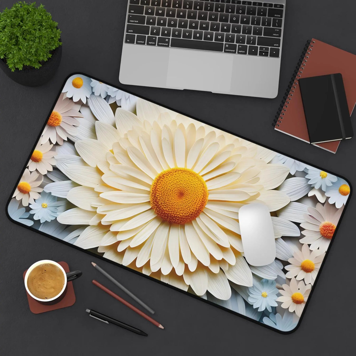 Desk Mat, Beautiful 3D bright colorful floral print office dorm home computer keyboard mouse desk pad