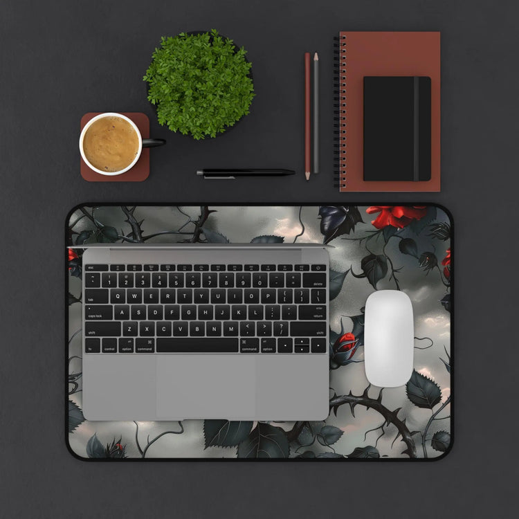 Desk Mat, Bats and Roses cool gothic style red rose black thorn design dorm work office home keypad mouse desk pad great for student The Aurora Touch