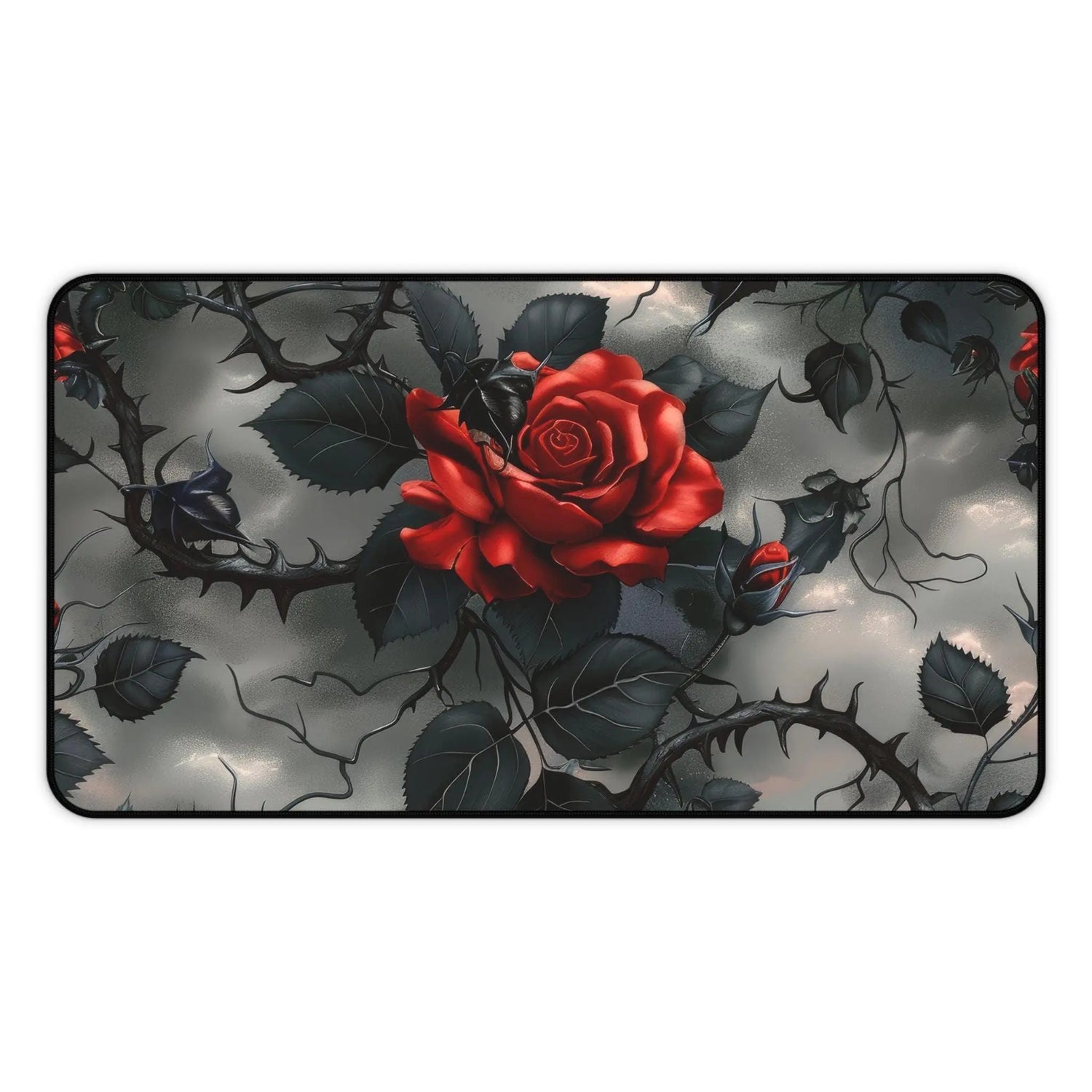 Desk Mat, Bats and Roses cool gothic style red rose black thorn design dorm work office home keypad mouse desk pad great for student The Aurora Touch