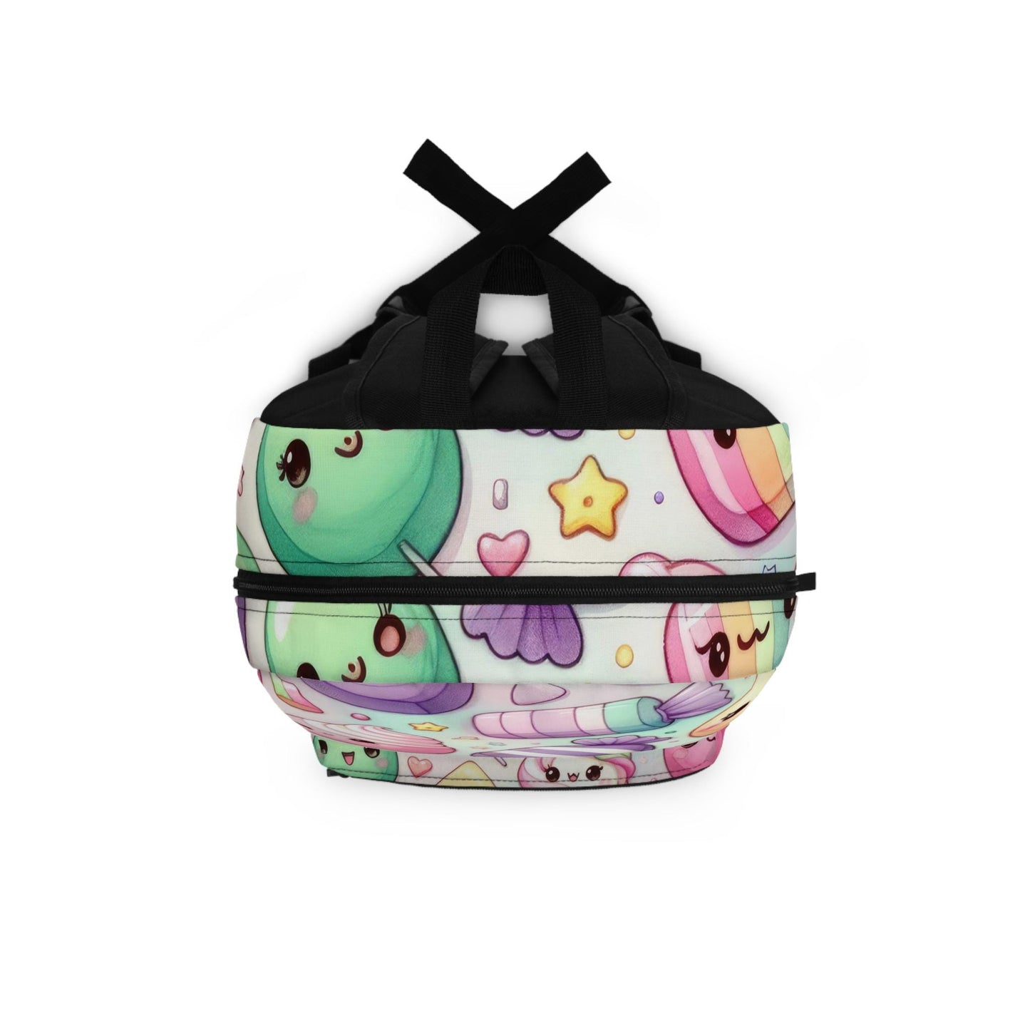 Backpack, pastel kawaii candy pattern back to school kids colorful ipad laptop crayons pencil everyday travel cute carry on bus bag