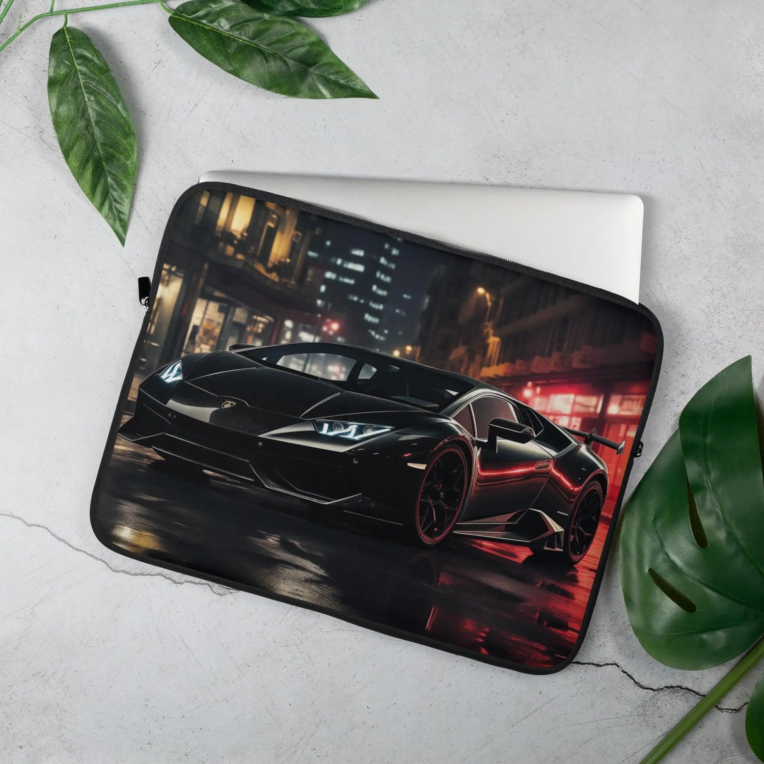 Laptop Sleeve, Black Lamborghini light sleek back to school fashion dorm room work office carry pouch cover The Aurora Touch