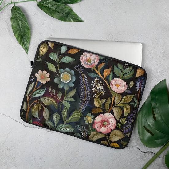 Laptop Sleeve, floral colorful pattern design latop computer back pack sleek light water resistant padded student carrying case The Aurora Touch