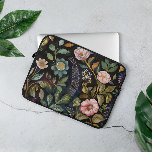 Laptop Sleeve, floral colorful pattern design latop computer back pack sleek light water resistant padded student carrying case