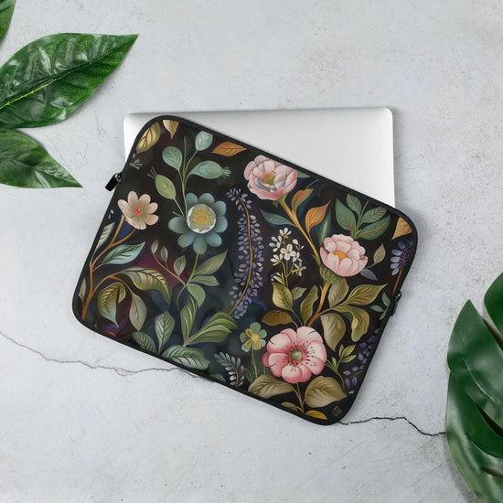 Laptop Sleeve, floral colorful pattern design latop computer back pack sleek light water resistant padded student carrying case