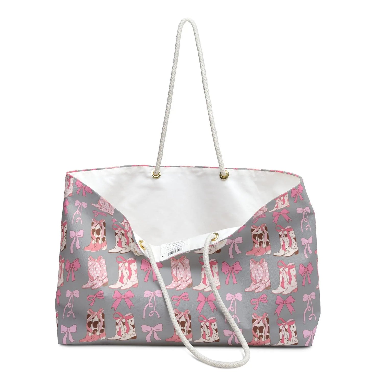 Pink Country Girl Weekender Bag, Pink and Grey Cowboy style designed Weekend Bag, Pretty Country style travel bag, stylish carry on bag, The Aurora Touch