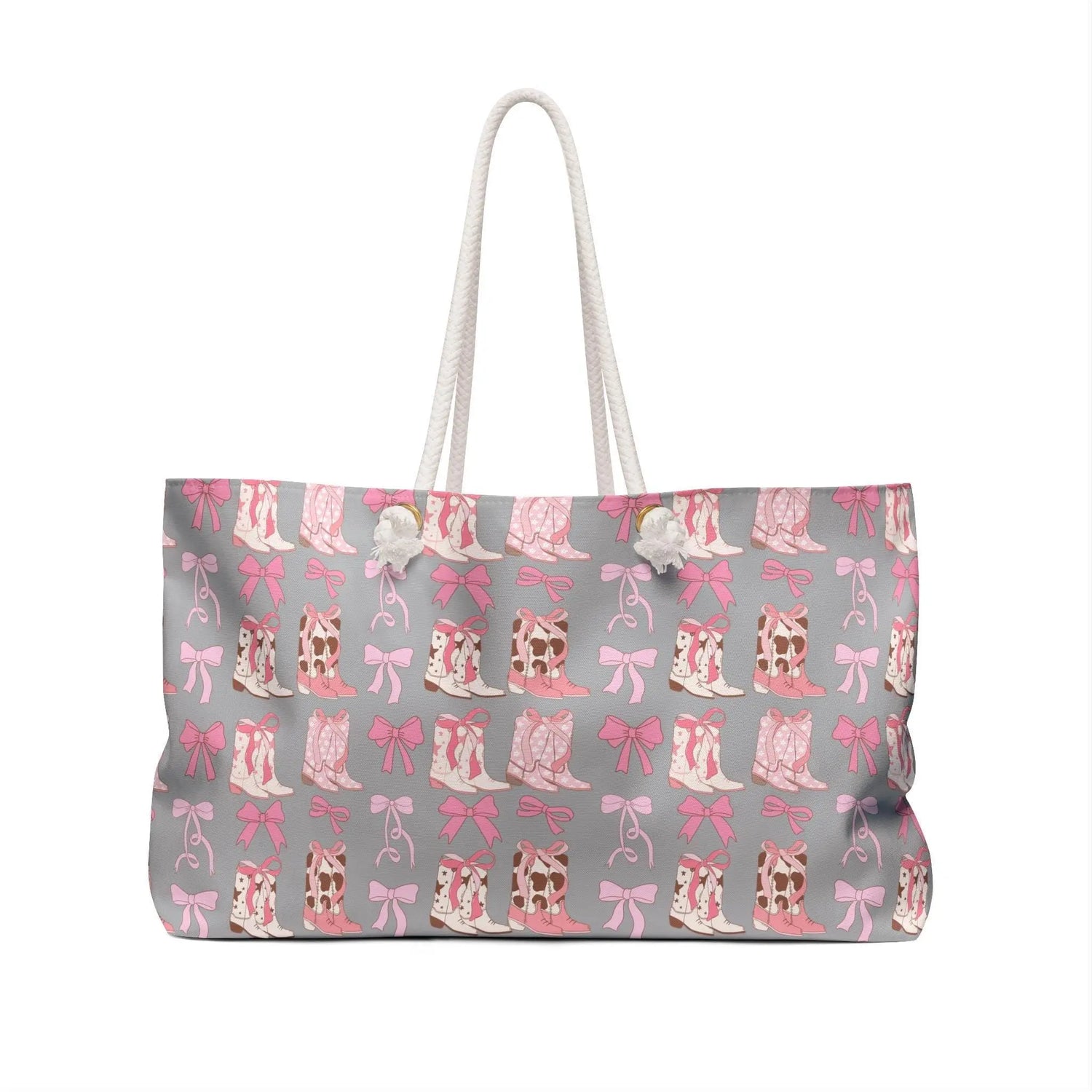Pink Country Girl Weekender Bag, Pink and Grey Cowboy style designed Weekend Bag, Pretty Country style travel bag, stylish carry on bag, The Aurora Touch