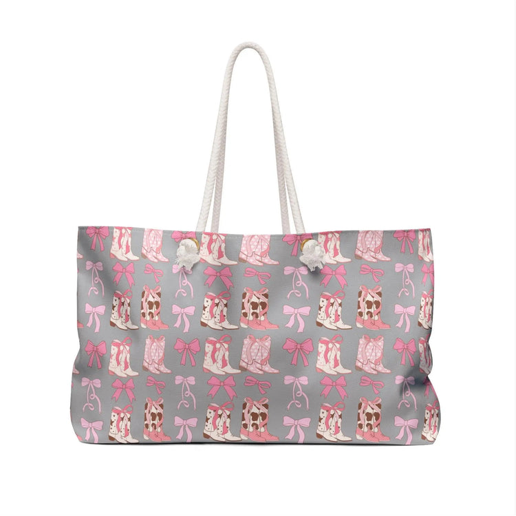 Pink Country Girl Weekender Bag, Pink and Grey Cowboy style designed Weekend Bag, Pretty Country style travel bag, stylish carry on bag, The Aurora Touch