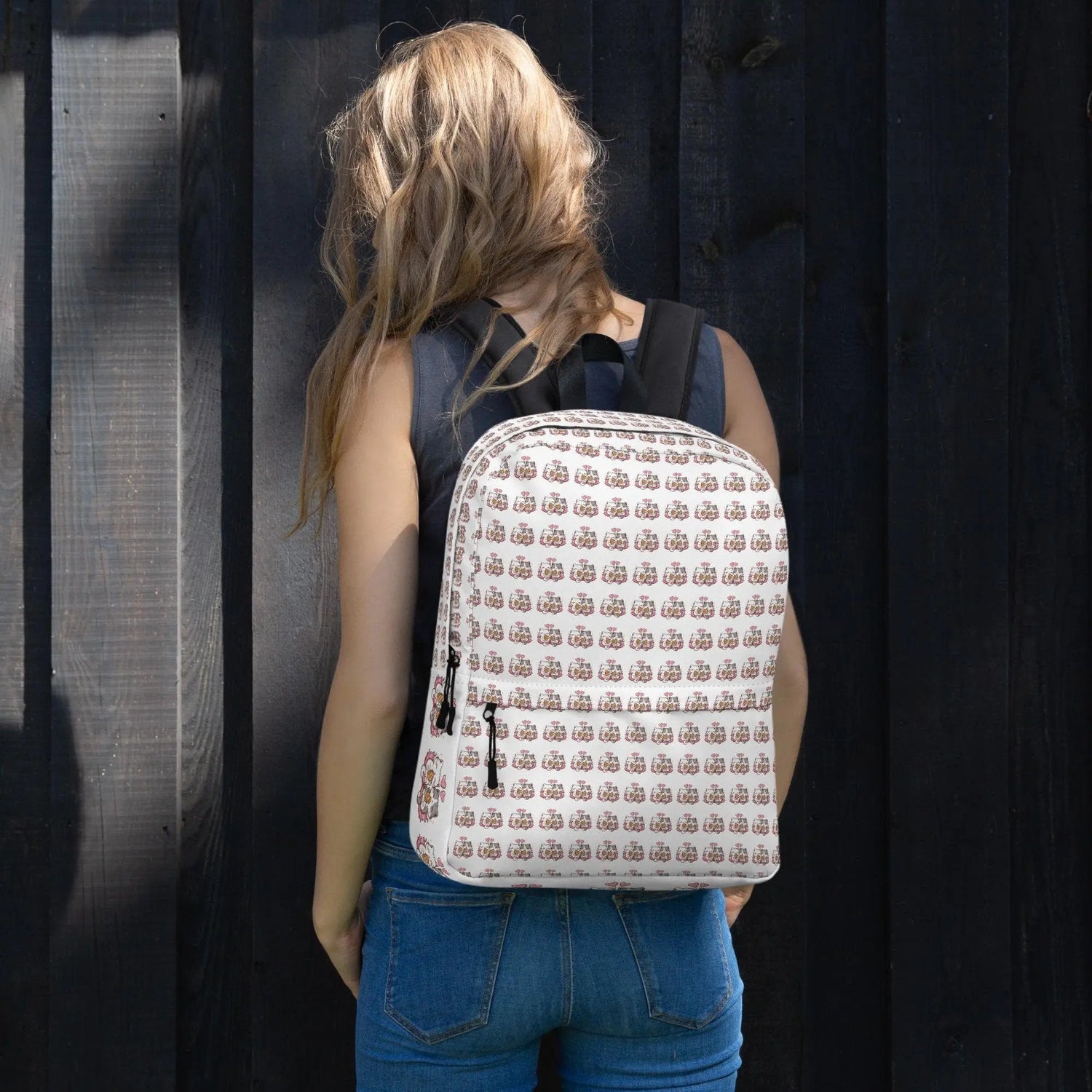 Backpack, Kitty cat love AOP design computer laptop cell phone book everyday school work travel bag