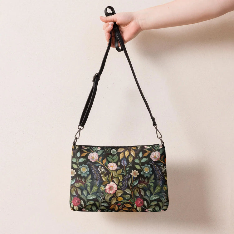 Crossbody bag, Floral pattern all over print design hand bag everyday casual work school dinner shoulder body stylish purse The Aurora Touch