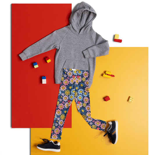 Kid&#39;s Leggings, Crotchet kid back to school fashion style cute floral print stretchy fabric vibrant color pants for school park playground