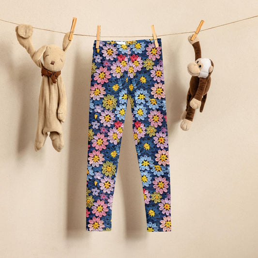 Kid&#39;s Leggings, Crotchet kid back to school fashion style cute floral print stretchy fabric vibrant color pants for school park playground