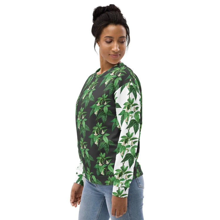 Men Sweatshirt, Unisex casual green white floral AOP designer stylish back to school wear to office smooth make a statement shirt The Aurora Touch