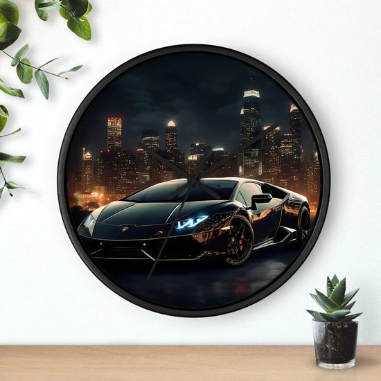 Wall Clock, Black Lamborghini exotic fancy sexy entrepreneur bachelor home wall room decor gift The Aurora Touch