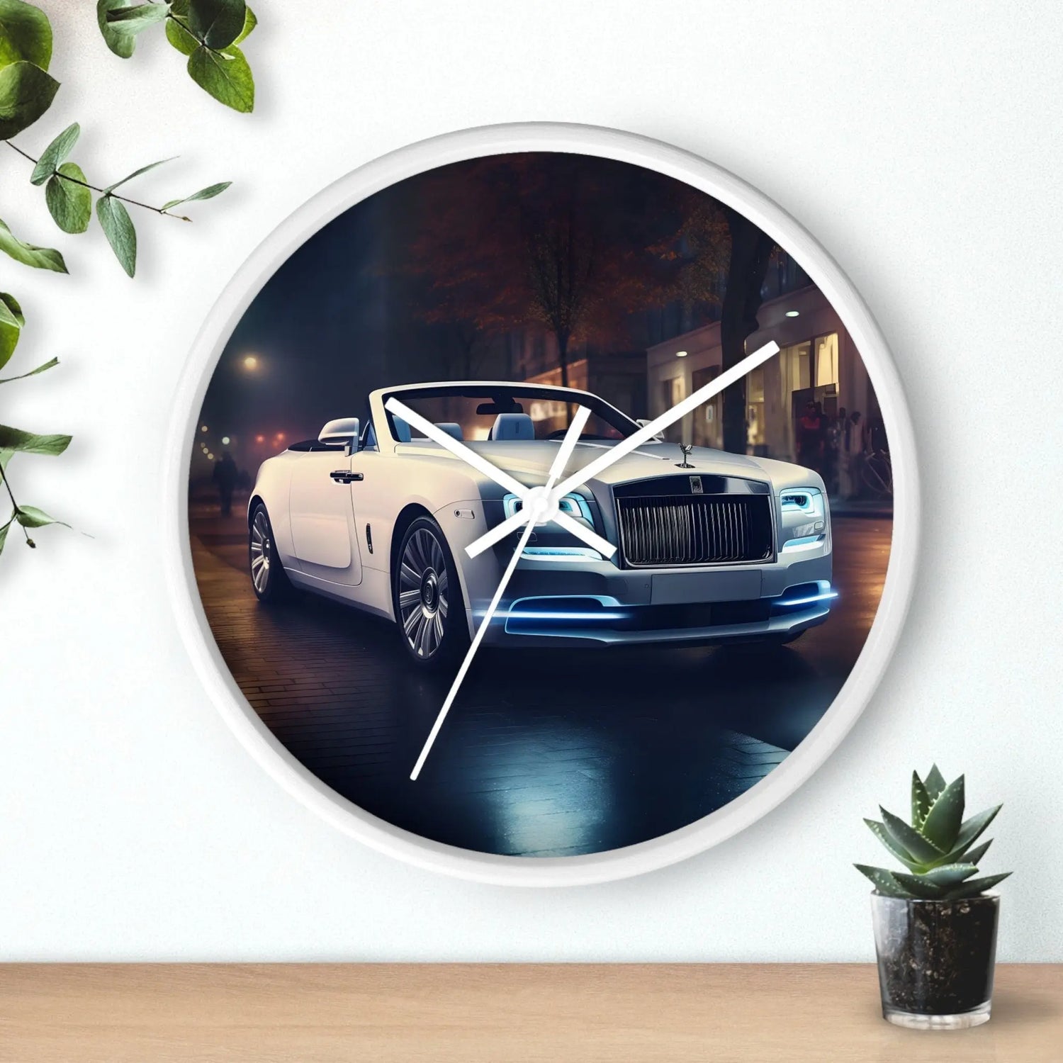 Wall Clock, Rolls-Royce white stylish timepiece fancy luxury high-end designer room decor Wall Clock The Aurora Touch