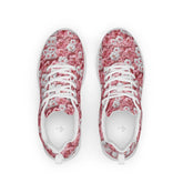 Women’s athletic shoes, Pink floral all over pattern design walking shopping travel gym casual attire everyday dress sportie tennis sneakers