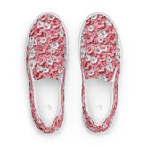 Women’s slip-on canvas shoes, Pink floral pattern pretty all day wear casual office work walking slip on stylish female sneaker shoes