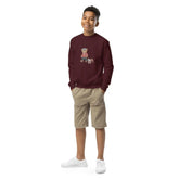 Youth crewneck sweatshirt, back to school cute Teddy Bear stylish child school fashion soft fleece casual everyday sweater for the young