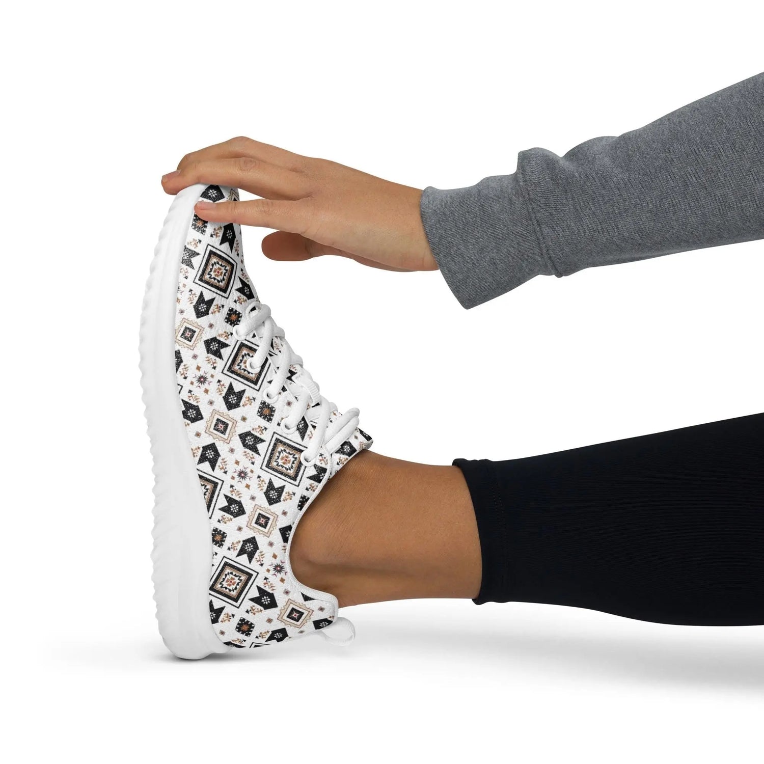 Women’s athletic shoes, Tribal all over print pattern design casual sport school work walking comfy soft lace up stylish tennis shoe