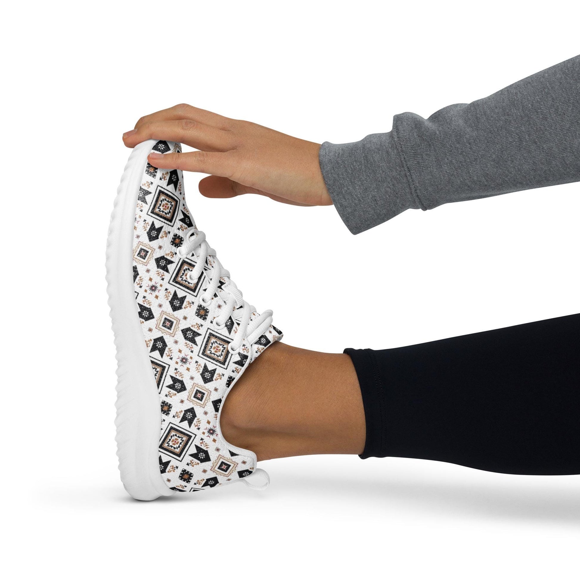 Women’s athletic shoes, Tribal all over print pattern design casual sport school work walking comfy soft lace up stylish tennis shoe