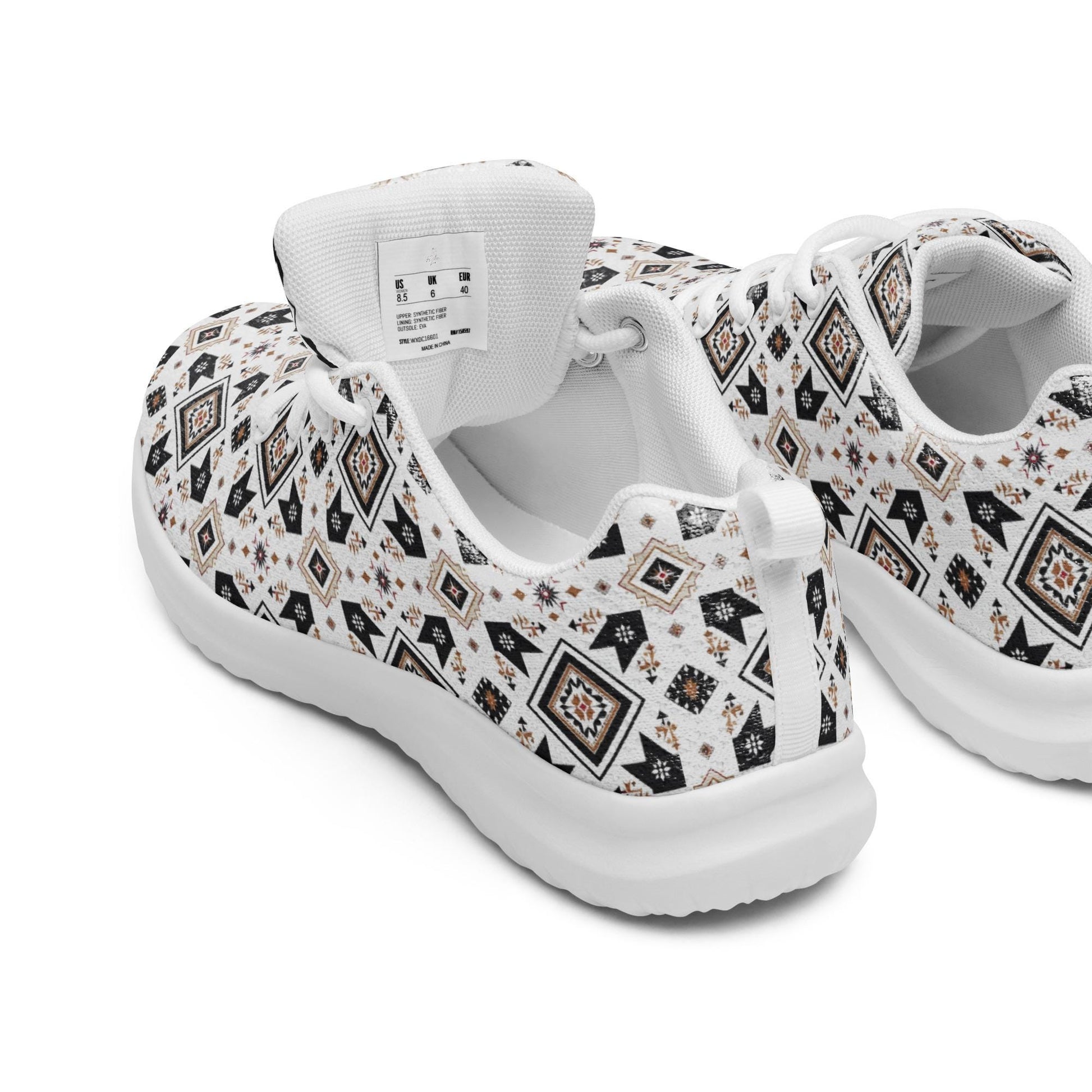 Women’s athletic shoes, Tribal all over print pattern design casual sport school work walking comfy soft lace up stylish tennis shoe