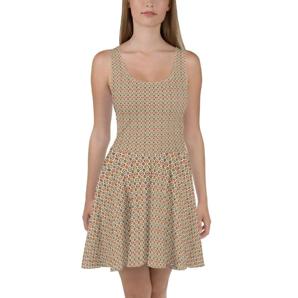 Young Lady Dress, Casual fun sexy club dinner soft elegant tribal pattern versatile all occasion short flared dress The Aurora Touch