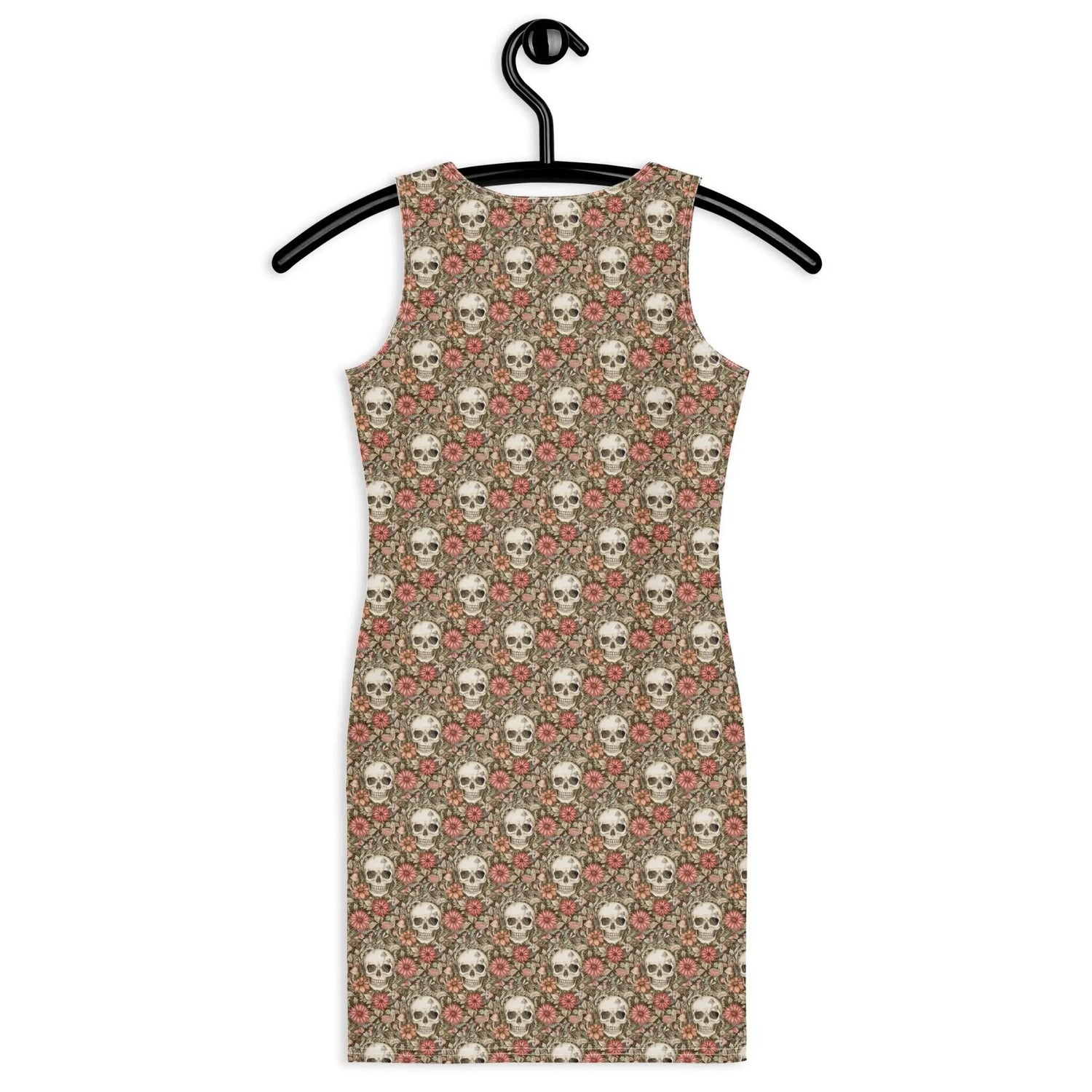 Bodycon dress, Sugar skull floral print all over design body fitted cute dinner night blazer sleeveless sexy stylish female above knee dress
