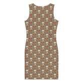Bodycon dress, Sugar skull floral print all over design body fitted cute dinner night blazer sleeveless sexy stylish female above knee dress The Aurora Touch
