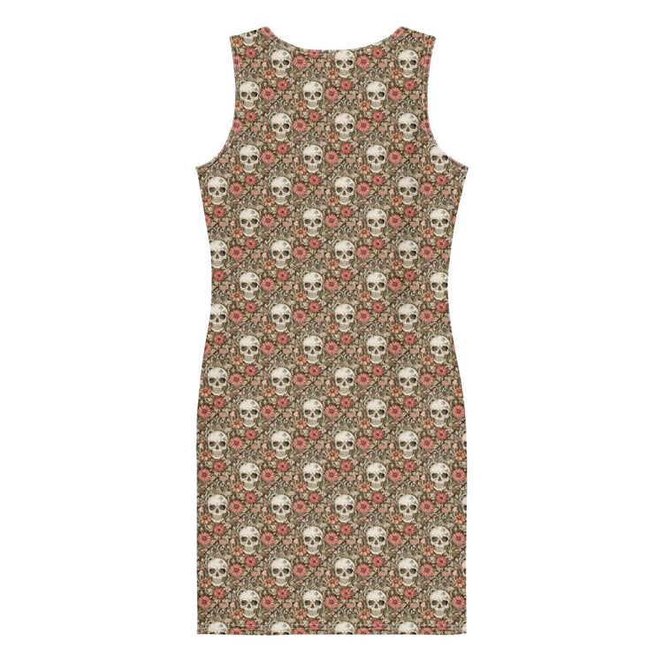 Bodycon dress, Sugar skull floral print all over design body fitted cute dinner night blazer sleeveless sexy stylish female above knee dress The Aurora Touch
