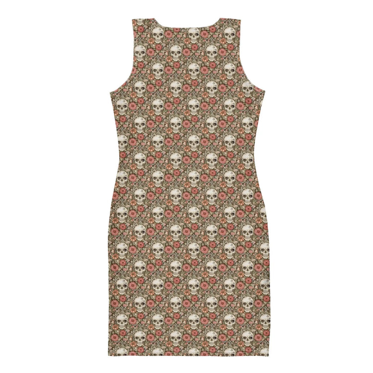 Bodycon dress, Sugar skull floral print all over design body fitted cute dinner night blazer sleeveless sexy stylish female above knee dress