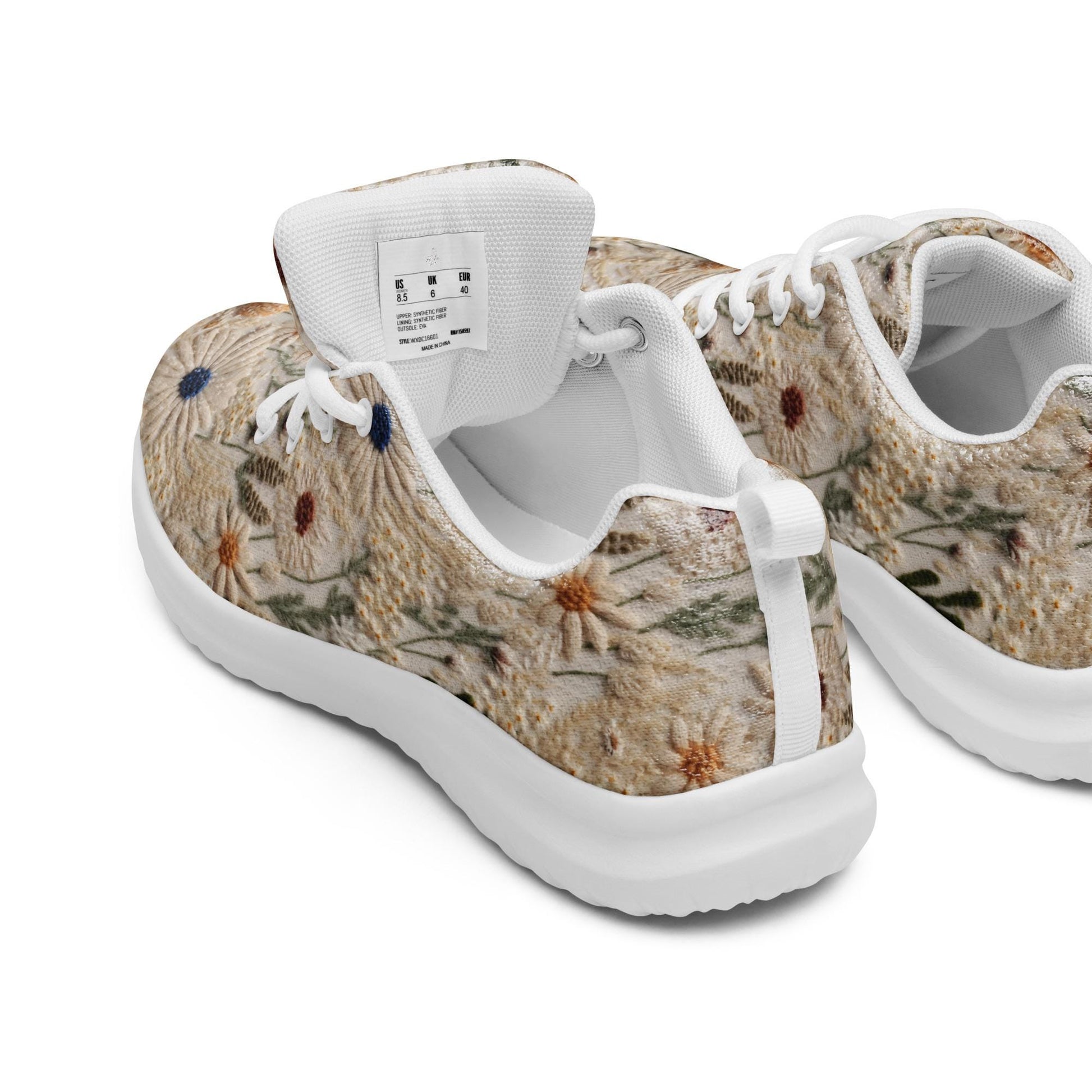 Women’s athletic shoes, Floral crotchet 3D pattern all over print walking everyday casual sports tennis school work shoe