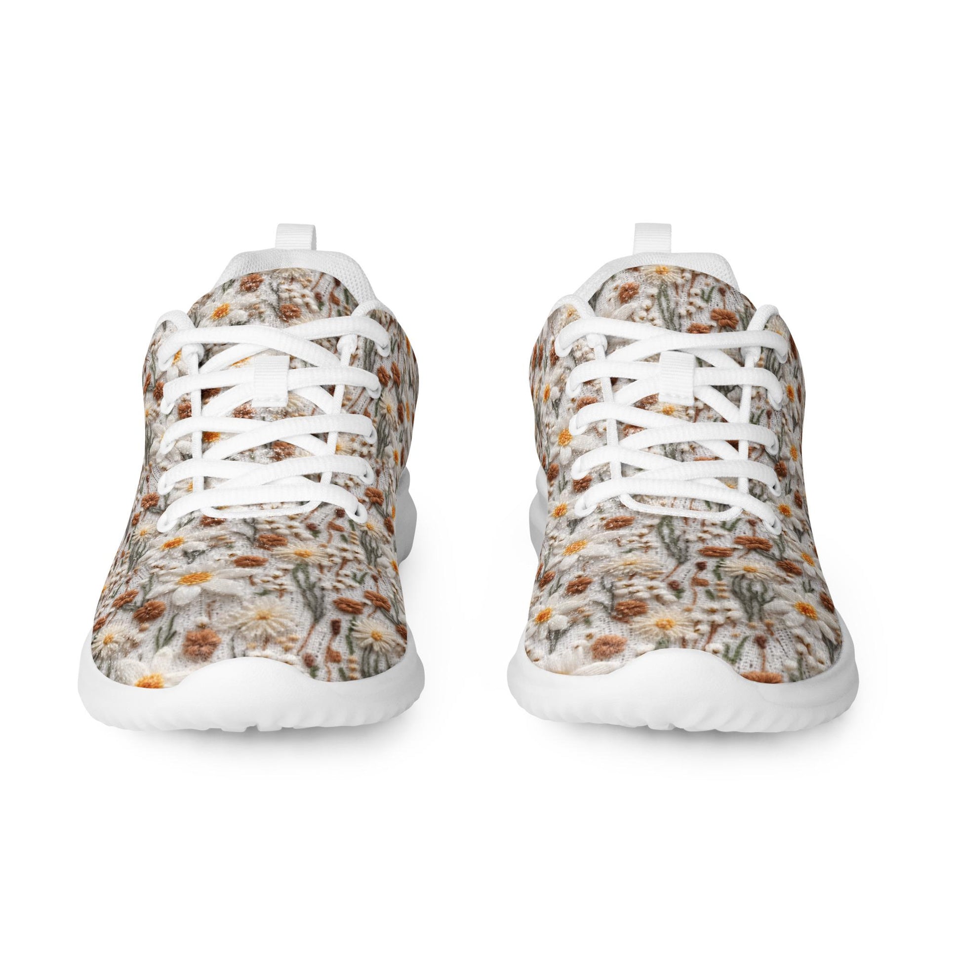 Women’s athletic shoes, crotchet floral pattern print comfortable casual sporty style yoga walking daily wear soft tennis shoe
