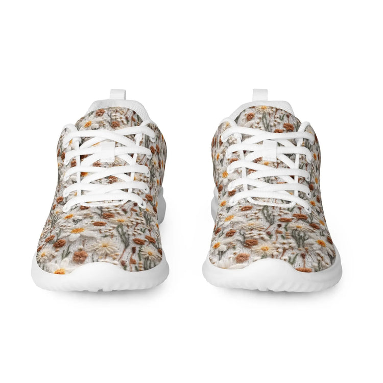 Women’s athletic shoes, crotchet floral pattern print comfortable casual sporty style yoga walking daily wear soft tennis shoe